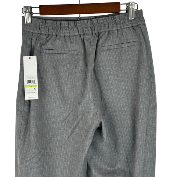 CALVIN KLEIN PINSTRIPE PLEATED FRONT CAREER TROUSERS IN GRAY NWT WOMEN'S SIZE 4 - Picture 5 of 14
